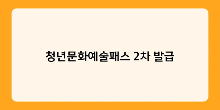 청년문화예술패스 2차 발급 꿀팁! 이것만 알면 신청 완벽