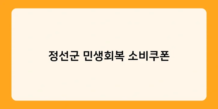 정선군 민생회복 소비쿠폰 사용처는 어디? 업종별 할인 혜택 및 가맹점 안내